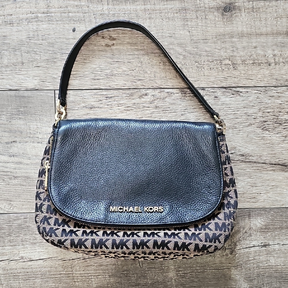 Michael Kors Bedford Flap Crossbody Signature khaki black Bag